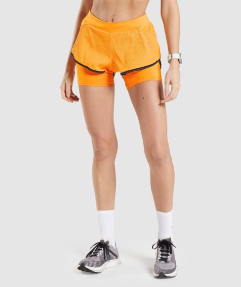 Women's Gymshark Speed 2 In 1 Shorts Orange | CA NA6851